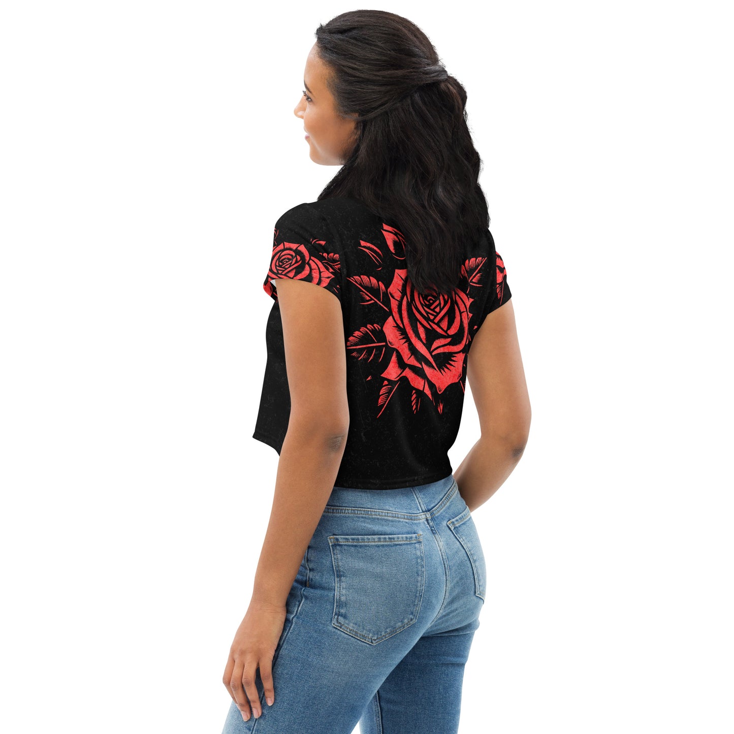 Arthur Gunn "Rose Series" Women All-Over Print Crop Tee