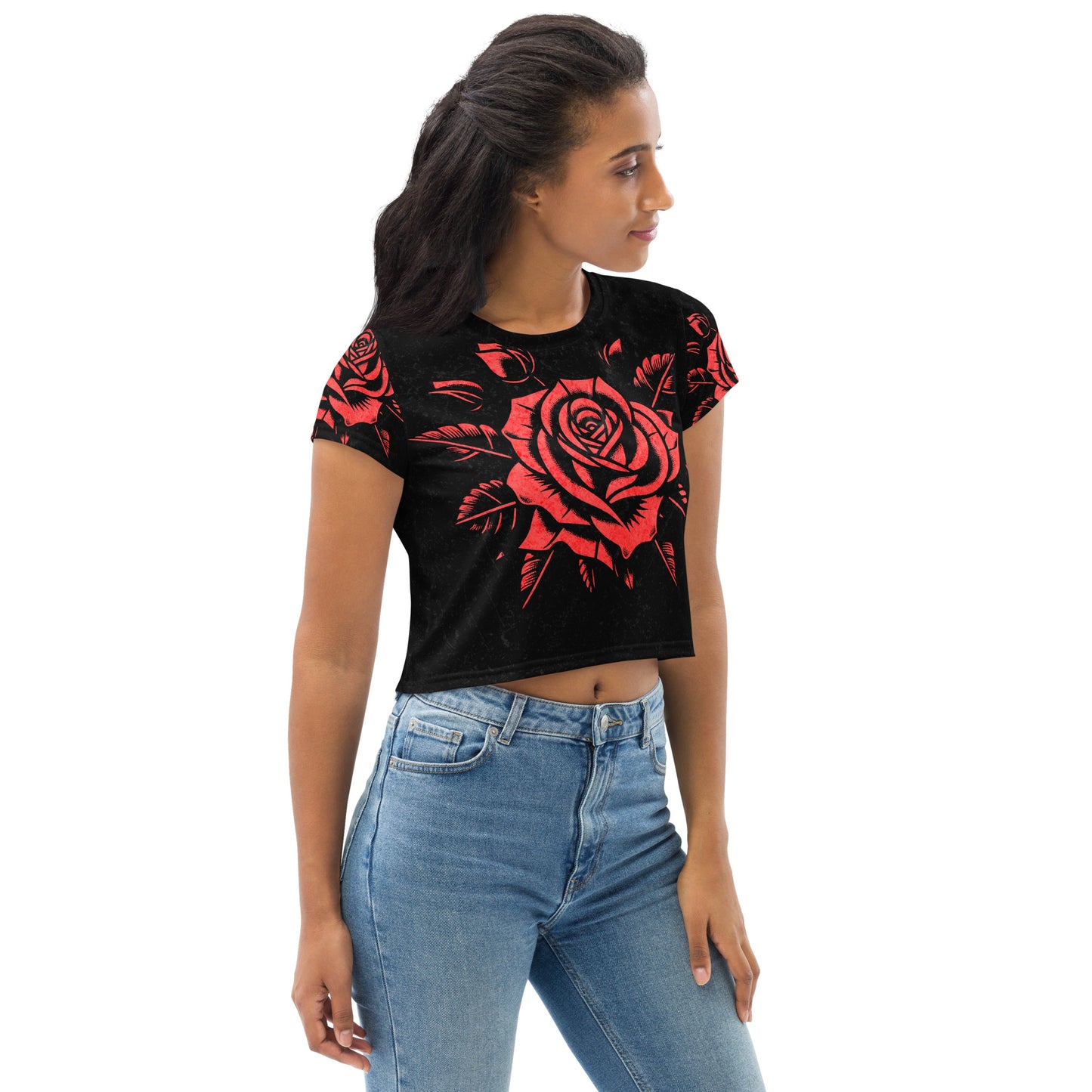 Arthur Gunn "Rose Series" Women All-Over Print Crop Tee